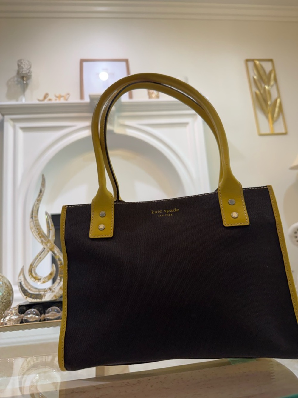 kate spade Brown Tote with Yellow Handles and Trim - Picture 10 of 10